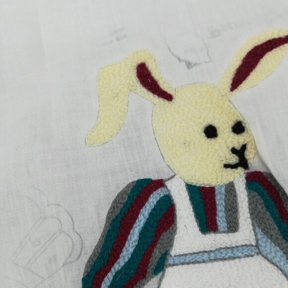 Set of Two Completed Wool Punch Needle Country Bunnies Rabbits Bunny Mr Mrs - Picture 13 of 13